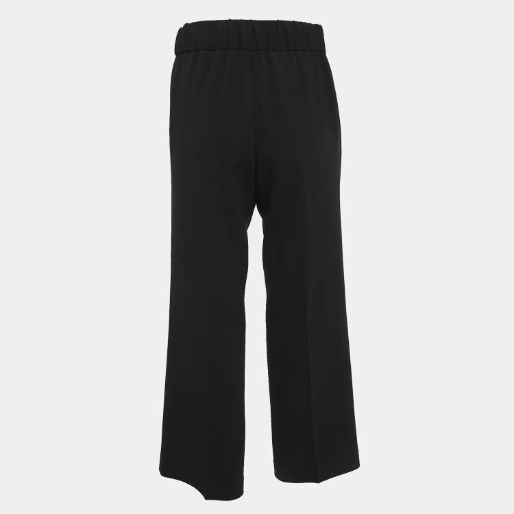 Pre Owned Boutique Moschino Black Crepe Wide Leg Pants S