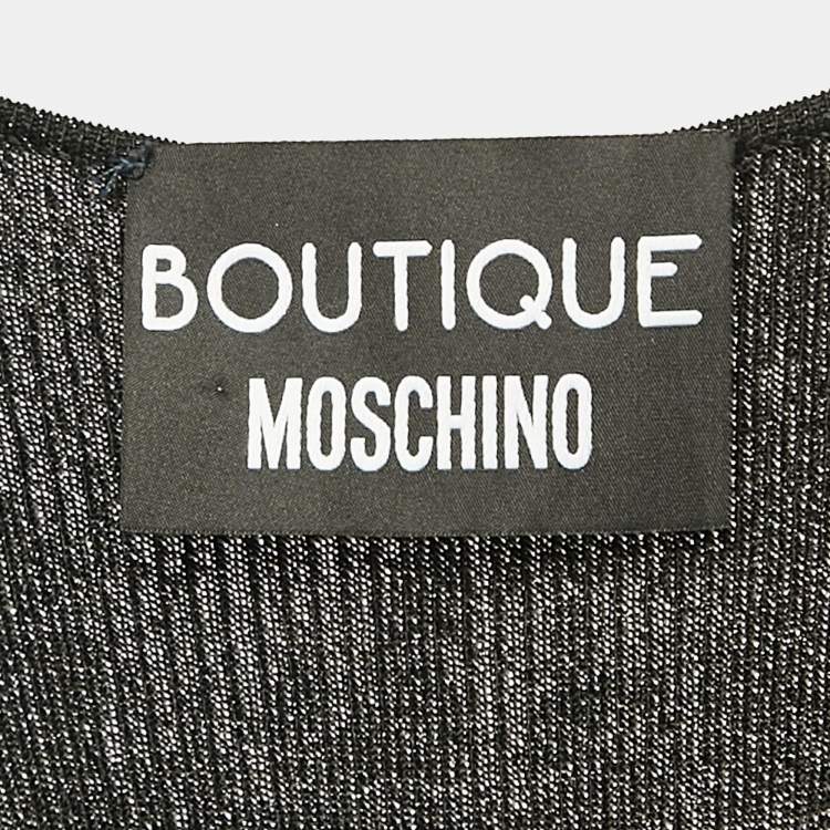 Pre Owned Boutique Moschino Black Lurex Knit Sleeveless Bodycon Dress M