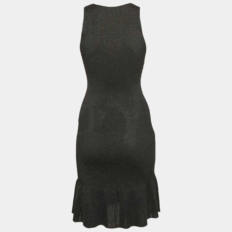 Pre Owned Boutique Moschino Black Lurex Knit Sleeveless Bodycon Dress M