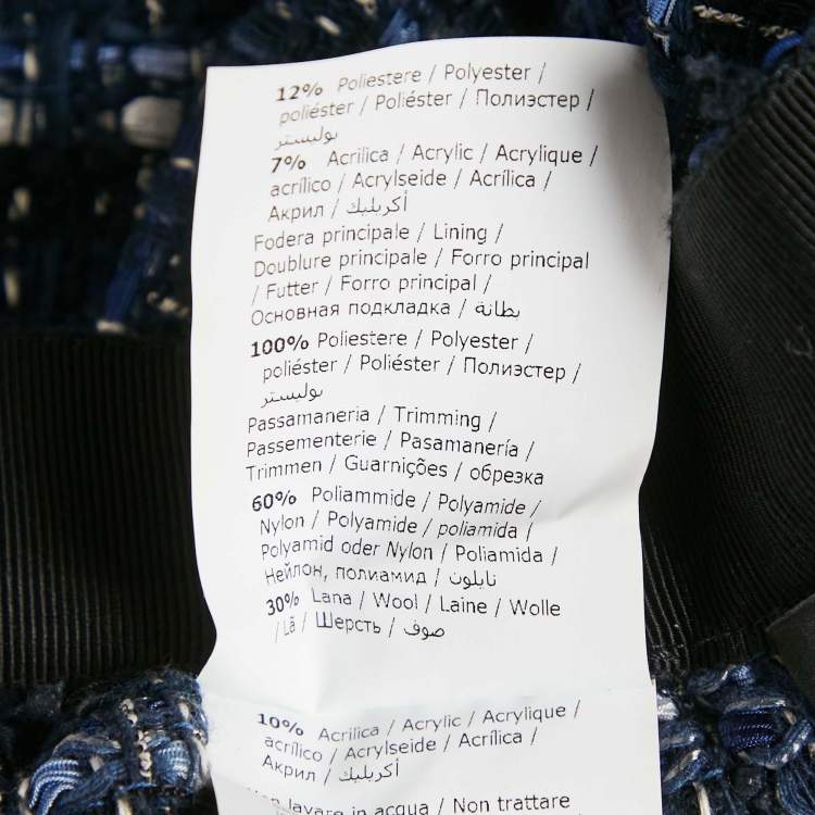 Pre Owned Boutique Moschino Blue Tweed Fringed Pencil Skirt M