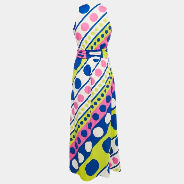 Pre Owned Boutique Moschino Multicolor Geometric Print Jersey Sleeveless Maxi Dress S