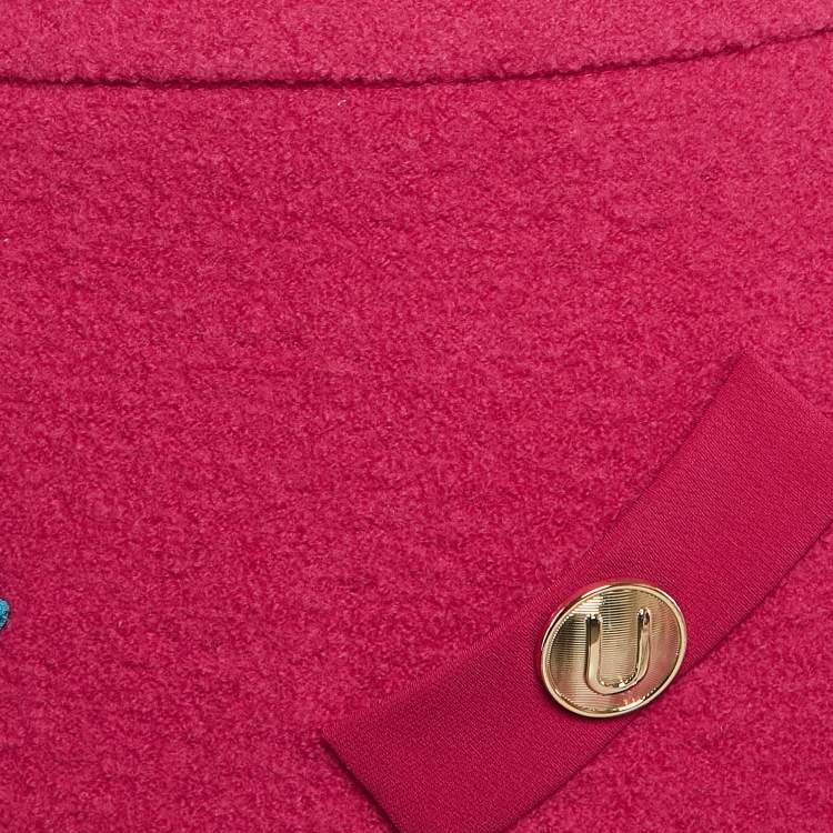 Pre Owned Boutique Moschino Pink Embellished Wool Pencil Skirt S