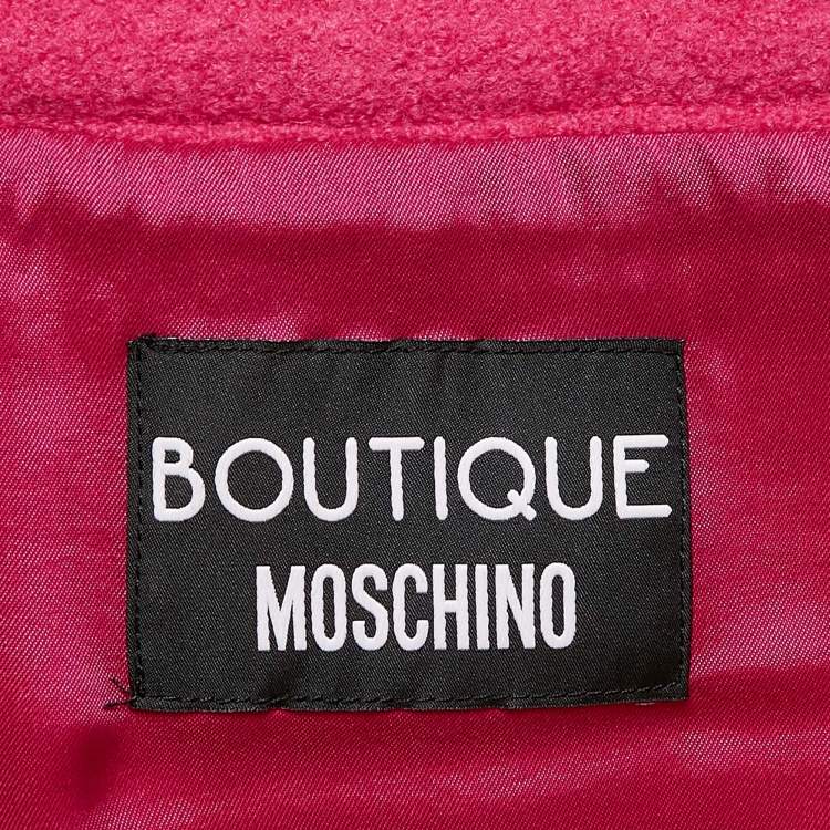 Pre Owned Boutique Moschino Pink Embellished Wool Pencil Skirt S