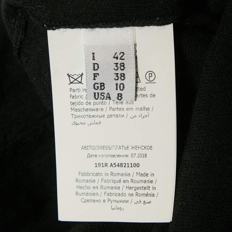 Pre Owned Boutique Moschino Black Wool Blend Lace Trim Detail Belted Midi Dress M