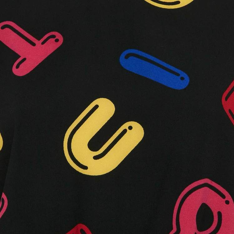 Pre Owned Boutique Moschino Black Alphabets Print Crepe Short Dress M