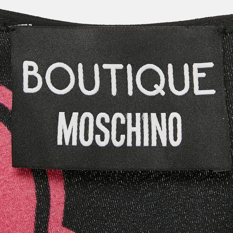 Pre Owned Boutique Moschino Black Alphabets Print Crepe Short Dress M
