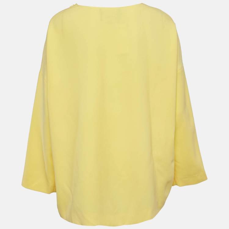 Pre Owned Boutique Moschino Yellow Printed Crepe Tunic M