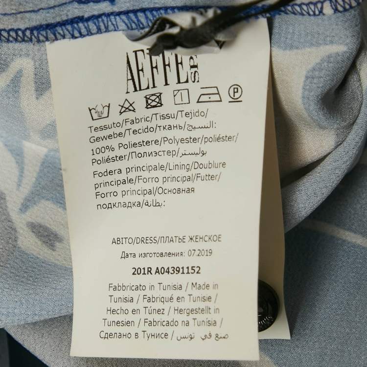 Pre Owned Boutique Moschino Blue Tropical Print Satin Button Front Shirt Dress M
