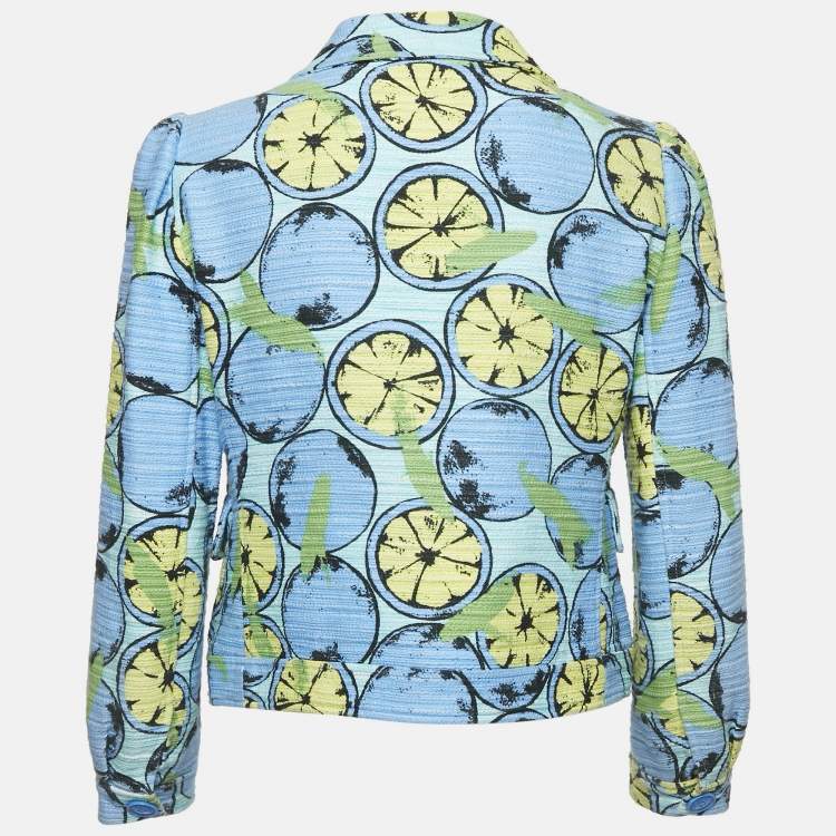 Pre Owned Boutique Moschino Blue Printed Button Front Jacket S