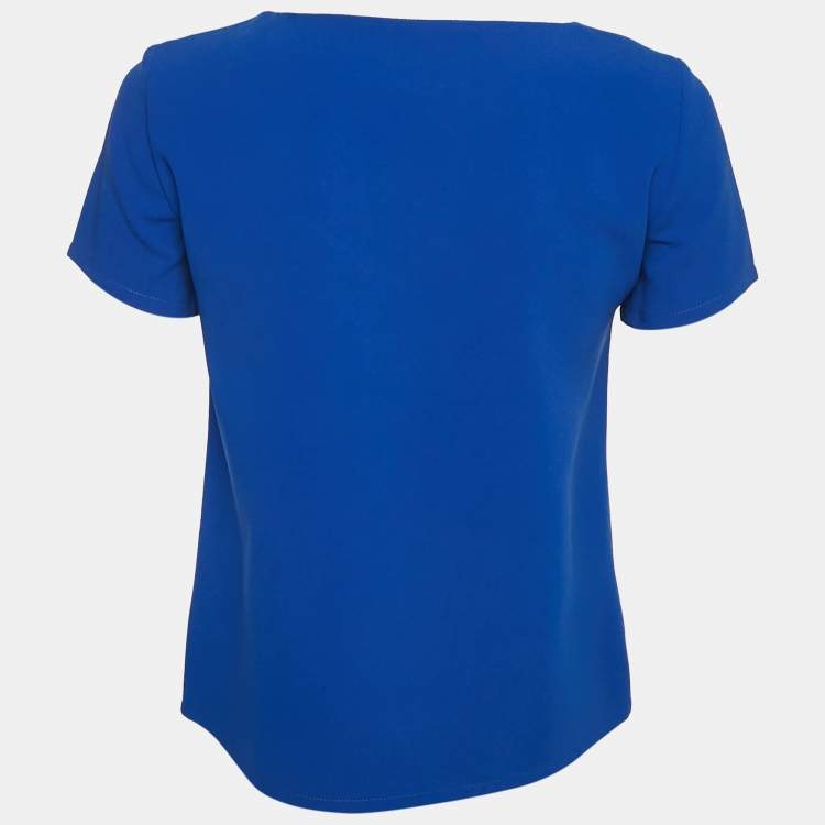Pre Owned Boutique Moschino Blue Applique Crepe Top S
