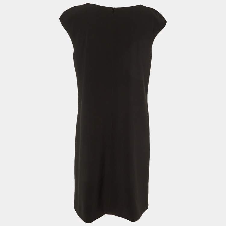 Pre Owned Boutique Moschino Black Crepe Apple Embroidered Shift Dress M