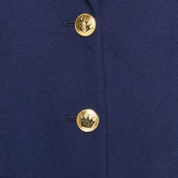 Pre Owned Boutique Moschino Blue Wool Blend Single Breasted Long Coat S