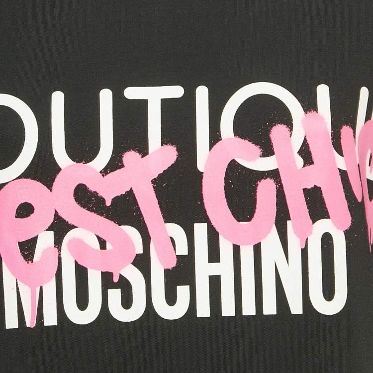 Pre Owned Boutique Moschino Black Logo Print Jersey Long Sweatshirt S