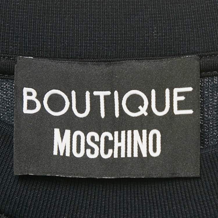Pre Owned Boutique Moschino Black Logo Print Jersey Long Sweatshirt S