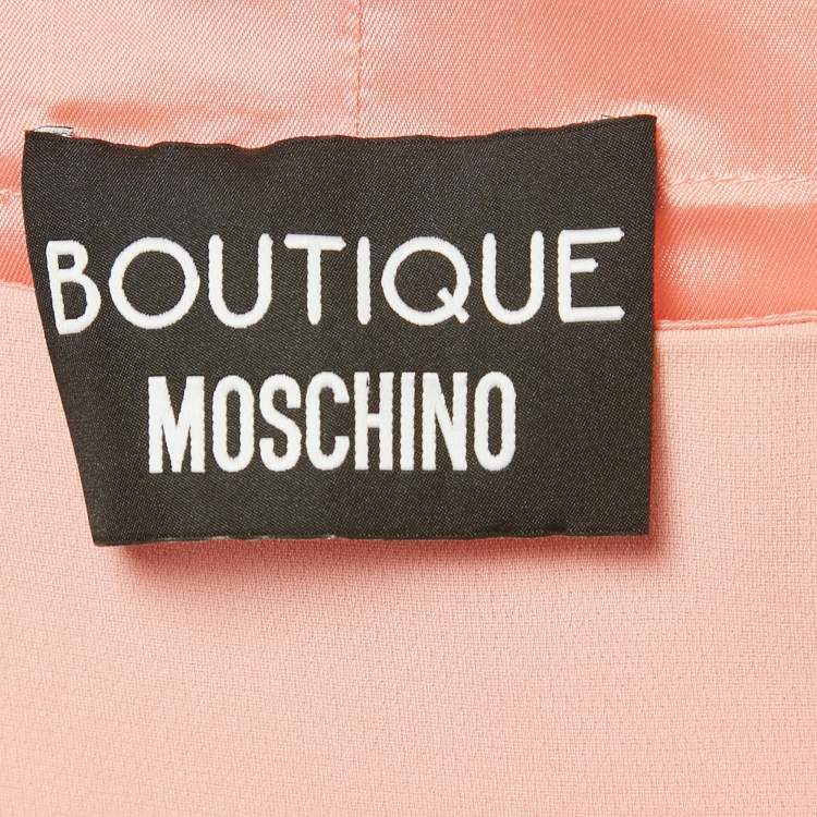 Pre Owned Boutique Moschino Pink Flower Applique Crepe Brooch Detail Shit Dress S 