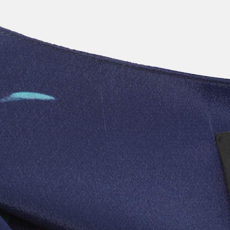 Pre Owned Boutique Moschino Blue Multicolor Floral Print Satin Wrap Maxi Dress M