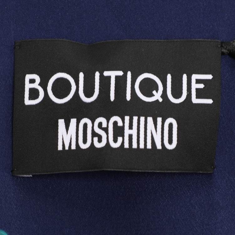 Pre Owned Boutique Moschino Blue Multicolor Floral Print Satin Wrap Maxi Dress M