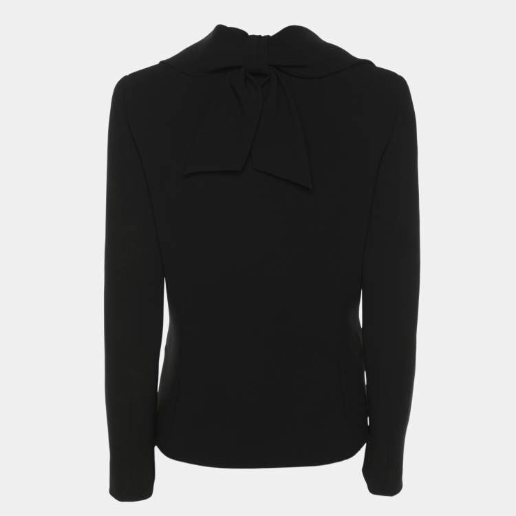 Pre Owned Boutique Moschino Black Crepe Bow Single Breasted Blazer S