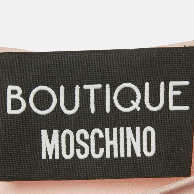 Pre Owned Boutique Moschino Pink Bow Print Crepe Sleeveless Top M