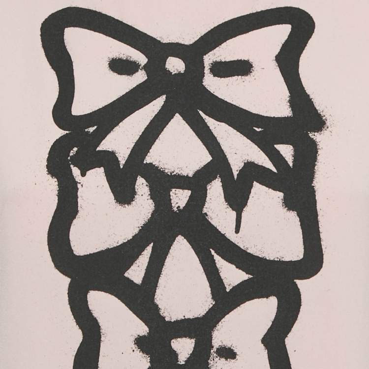 Pre Owned Boutique Moschino Pink Bow Print Crepe Sleeveless Top M