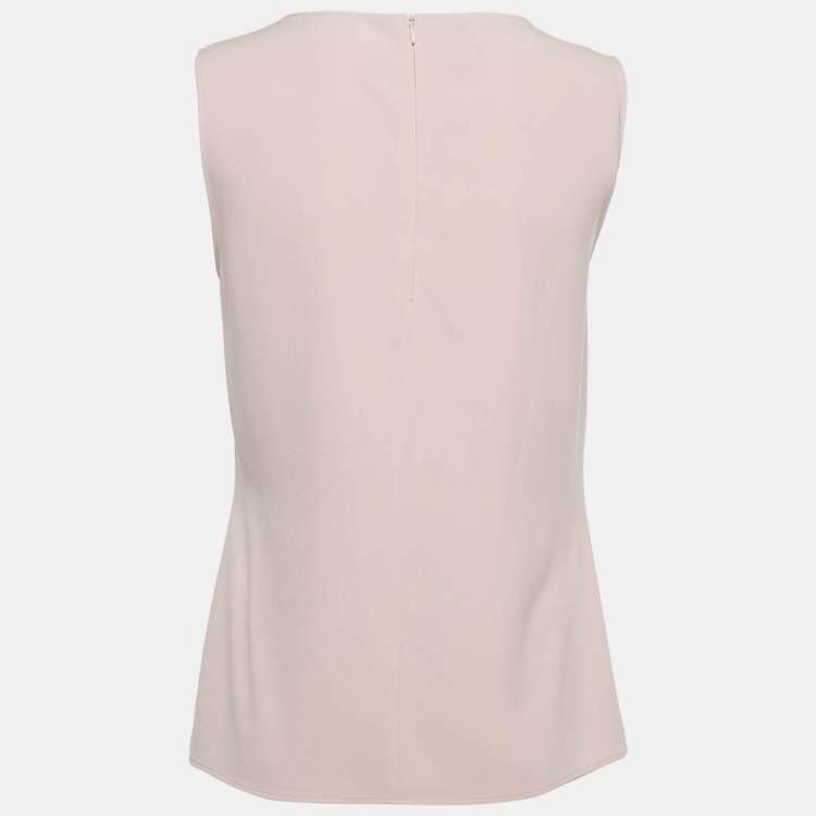 Pre Owned Boutique Moschino Pink Bow Print Crepe Sleeveless Top M