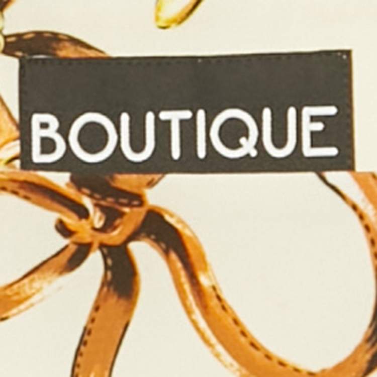 Pre Owned Boutique Moschino Cream Allover Bridle Bow Cady Dress M