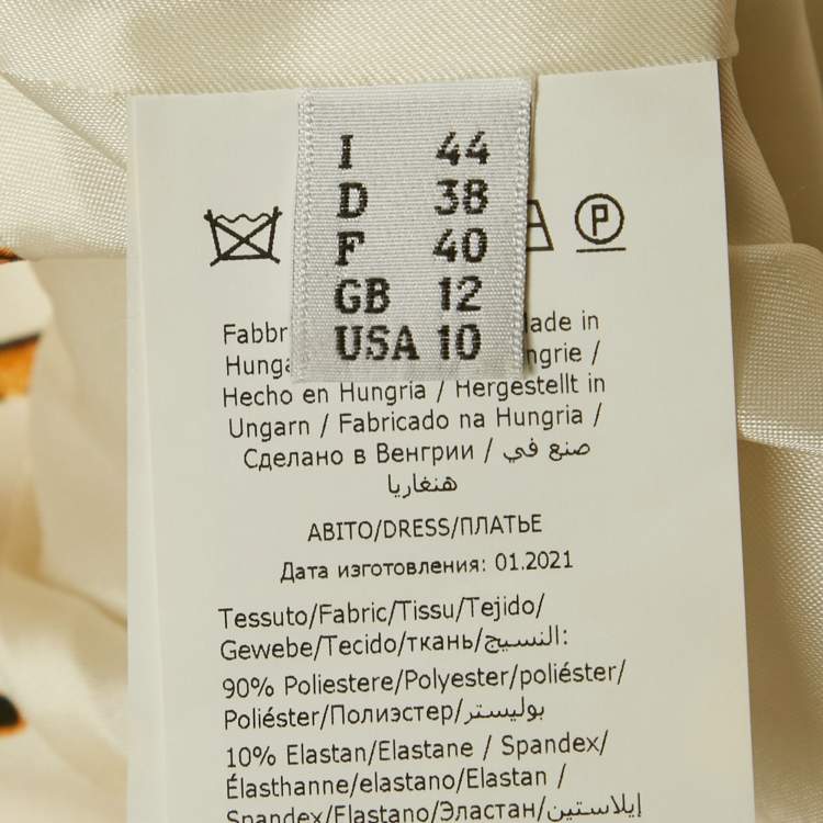 Pre Owned Boutique Moschino Cream Allover Bridle Bow Cady Dress M