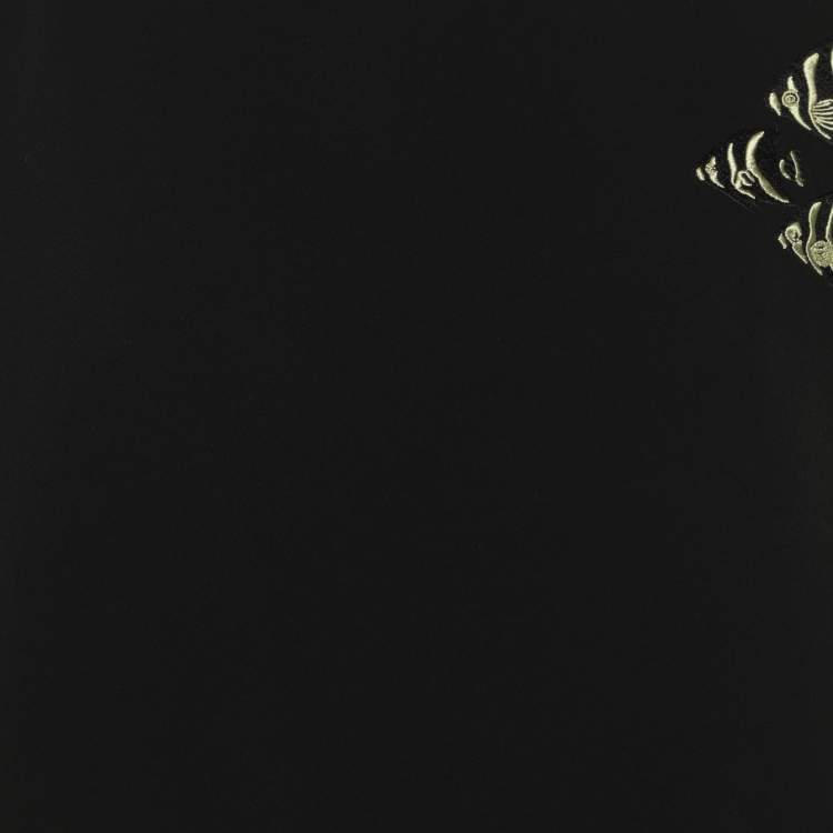 Pre Owned Boutique Moschino Black Satin Embroidered Top S