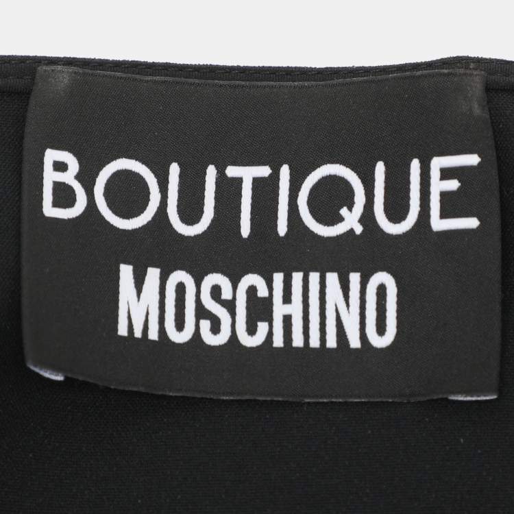 Pre Owned Boutique Moschino Black Satin Embroidered Top S