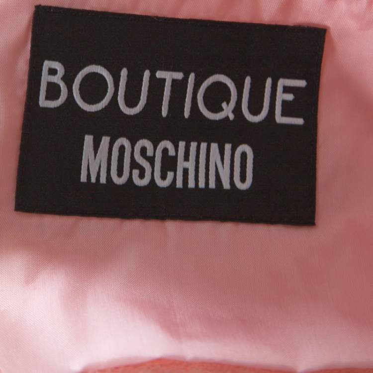 Pre Owned Boutique Moschino Pink Tweed Lace Trimmed Cropped Jacket S 