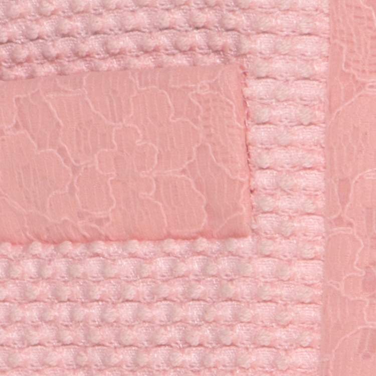 Pre Owned Boutique Moschino Pink Tweed Lace Trimmed Cropped Jacket S 