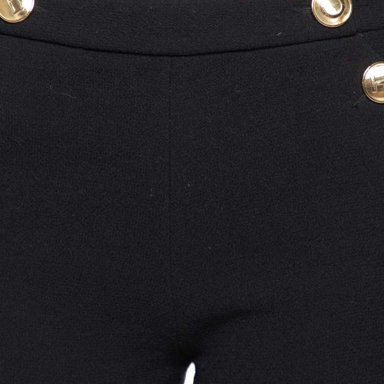 Pre Owned Boutique Moschino Black Textured Wool Button Detailed Shorts S