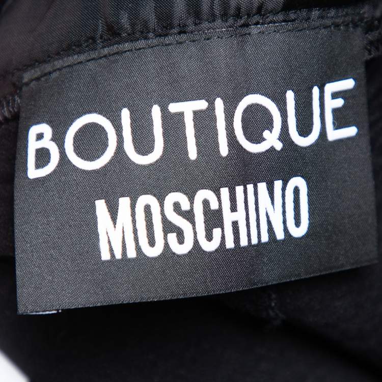 Pre Owned Boutique Moschino Black Textured Wool Button Detailed Shorts S