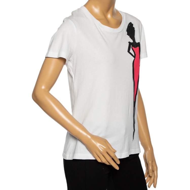 مملوكة مسبقًا Boutique Moschino White Jersey Lady Print T-Shirt M