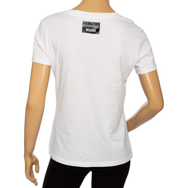 مملوكة مسبقًا Boutique Moschino White Jersey Lady Print T-Shirt M