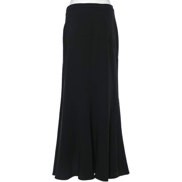 Pre Owned Boutique Moschino Black Crepe Maxi Skirt M