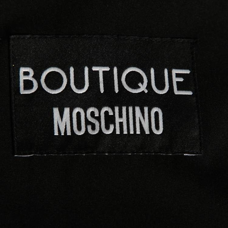 Pre Owned Boutique Moschino Black Crepe Plunging Neck Bow Embellished Detail Gown S