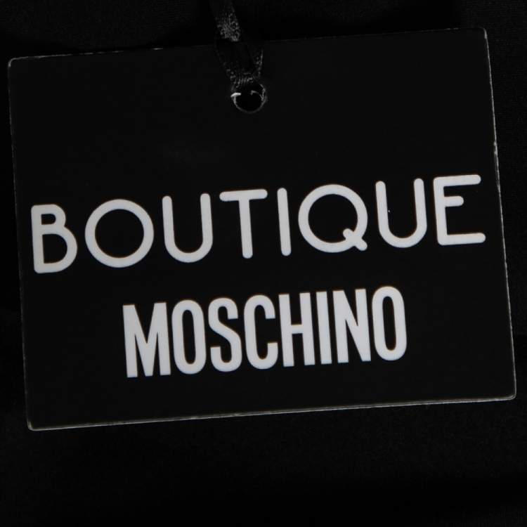 Pre Owned Boutique Moschino Black Crepe Plunging Neck Bow Embellished Detail Gown S