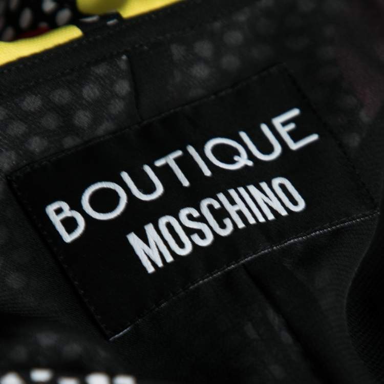 Pre Owned Boutique Moschino Black Polka Dot Ruffle Detail Neck Sleeveless Top L