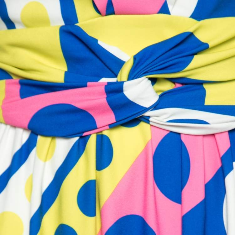 Pre Owned Boutique Moschino Multicolor Printed Jersey Sleeveless Maxi Dress S