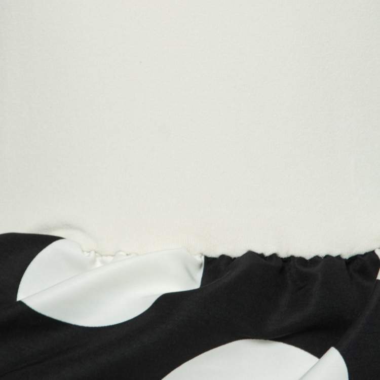 مملوكة مسبقًا Boutique Moschino Cream Stretch Knit Ruffled Hem Top S