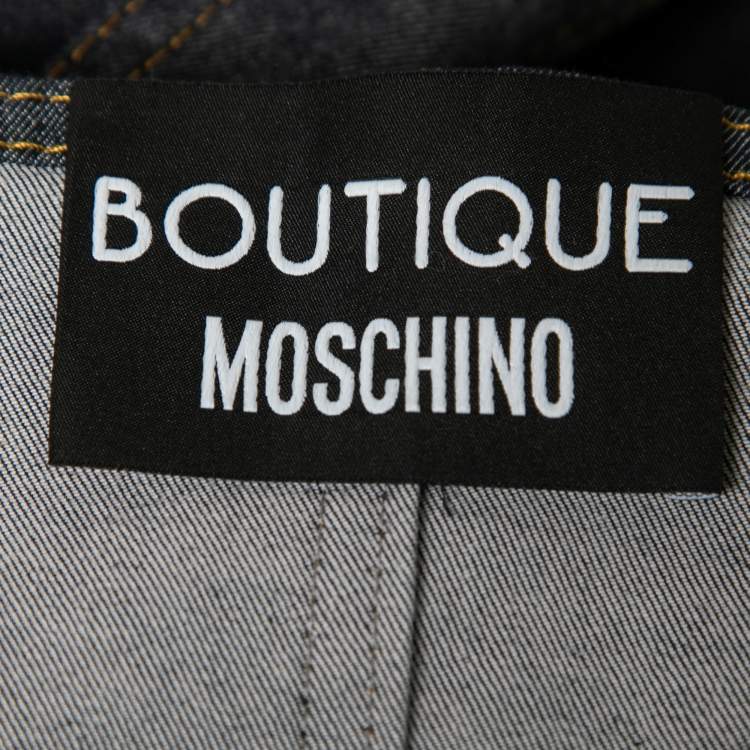 Pre Owned Boutique Moschino Denim Halter Neck Belted Mini Dress M