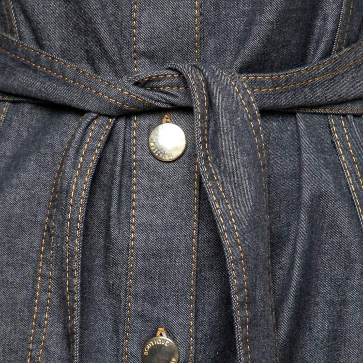 Pre Owned Boutique Moschino Denim Halter Neck Belted Mini Dress M