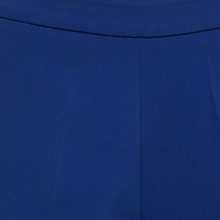 Pre Owned Boutique Moschino Blue Crepe Stretch Bow Detail Trousers M
