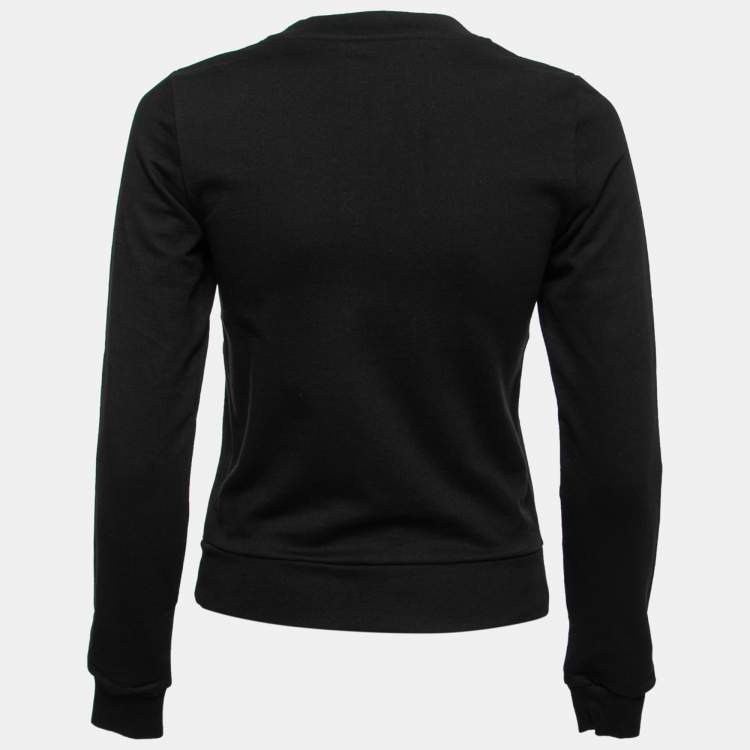 Pre Owned Boutique Moschino Black Logo Print Pearl-Embellished Cotton Sweatshirt XS