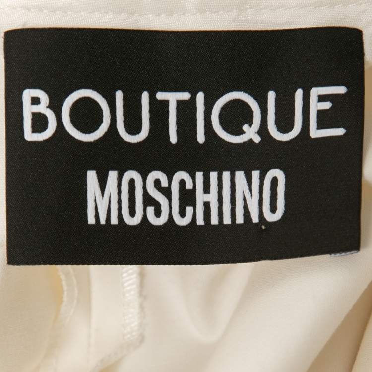 Pre Owned Boutique Moschino White Cotton Front Pleat Trousers S