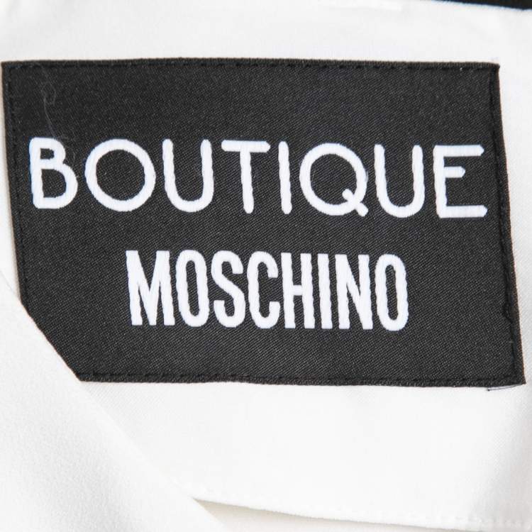 Pre Owned Boutique Moschino Color Block Crepe Short Sleeve Dress M
