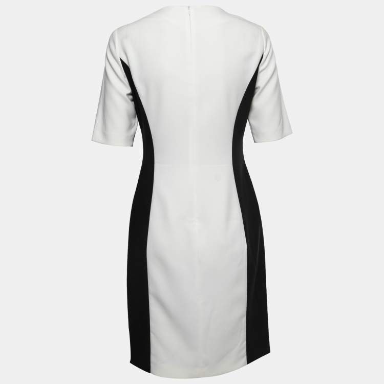 Pre Owned Boutique Moschino Color Block Crepe Short Sleeve Dress M