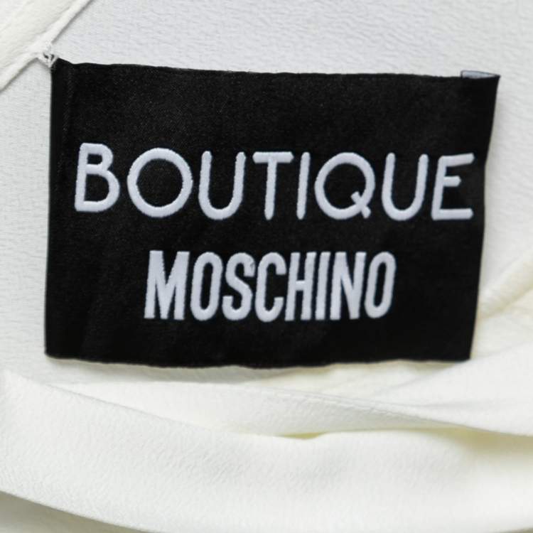 Pre Owned Boutique Moschino White Silk Crepe Neck Tie Detail Sleeveless Shirt M