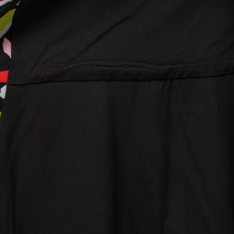 Pre Owned Boutique Moschino Black Multicolor Floral Print Crepe Maxi Dress S